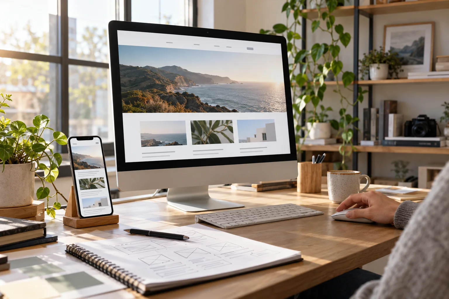 Responsive website design displayed on desktop and mobile screens